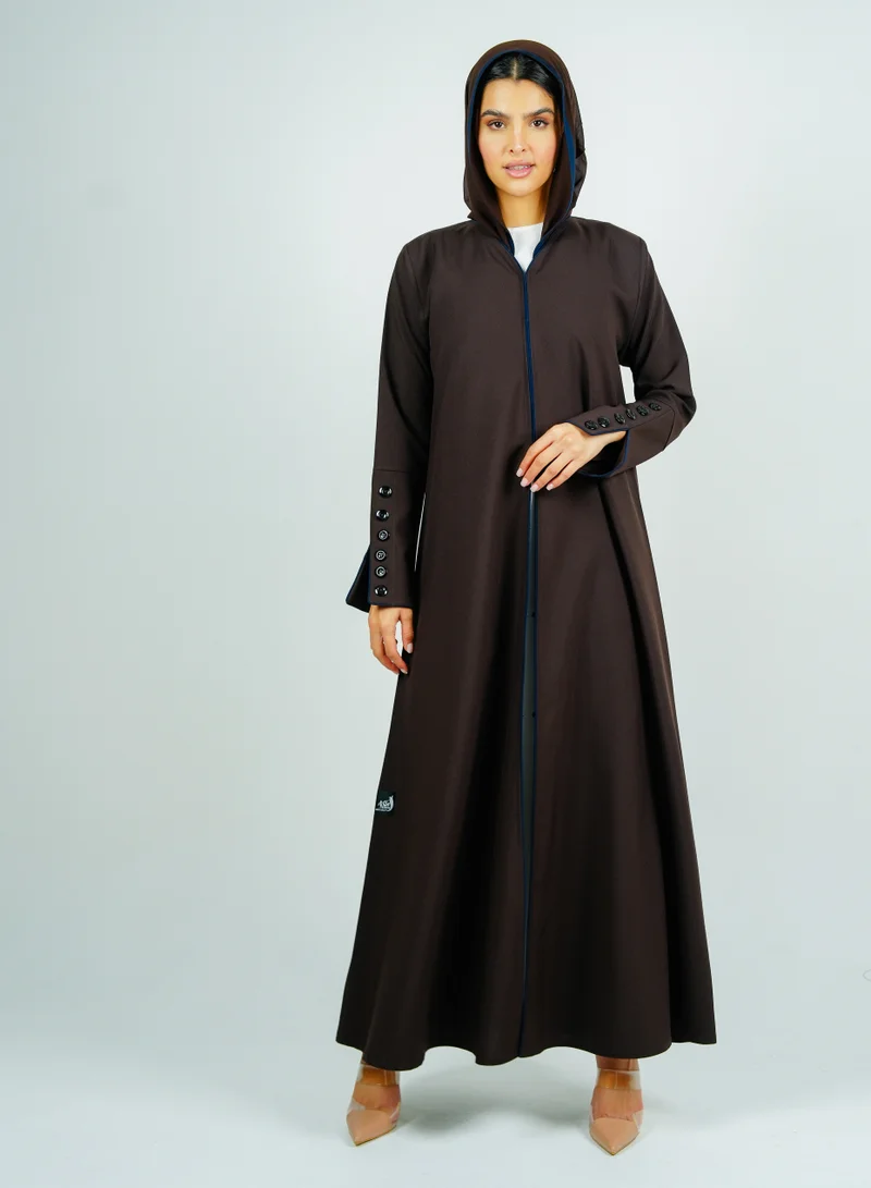 Rosette Abaya  Stylish Brown abaya with sleeves button style + Matching shella for Women | Best Price UAE