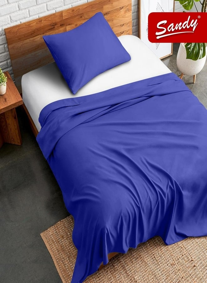 Sandy Premium Hotel Quality Flat Sheet and Pillow Case, Bed Sheet 2 Pieces Set, Soft & Breathable and Cooling, Extra Twin Size 243 x 167 cm, Nile - Image 1