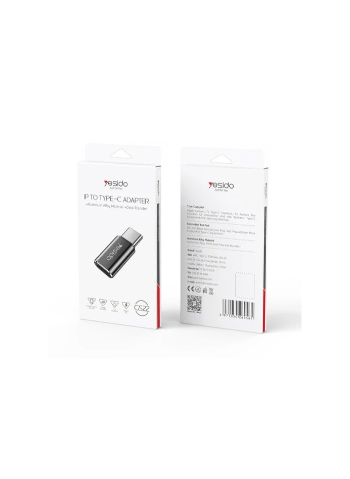 Yesido - Yesido GS22 Aluminum Alloy Fast Data Transfer Lightning to Type-C Adapter Support Type-c Devices Charge and sync - Image 1