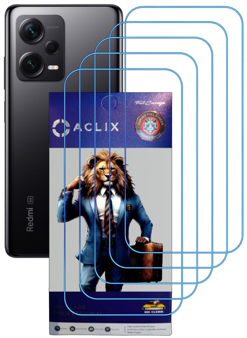ACLIX 5 Pieces Antistatic ESD Dustproof Premium Quality High Definition Clear Tempered Glass Screen Protector Designed For Xiaomi Redmi Note 12  Pro - Image 1