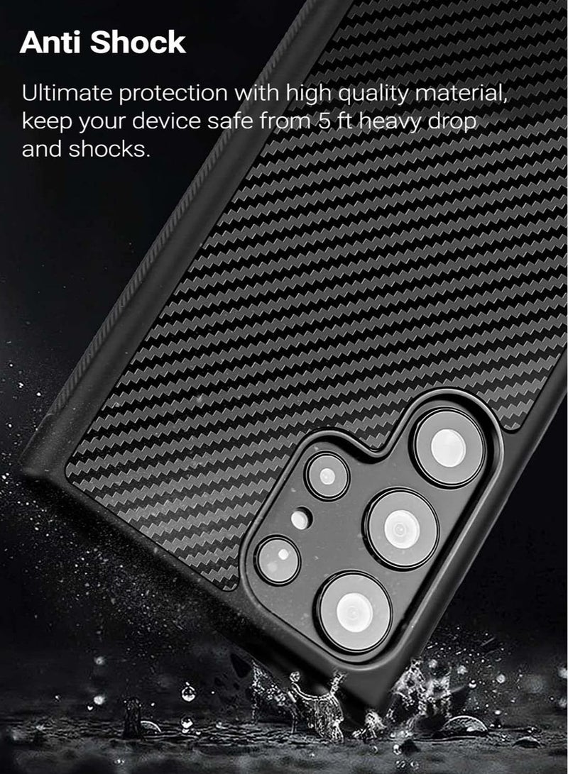MONOCARBON Real Carbon Fiber Samsung Galaxy S23 Ultra Case Cover MagSafe Compatible Military Grade Scratch Resistant - Matte Black - Image 4