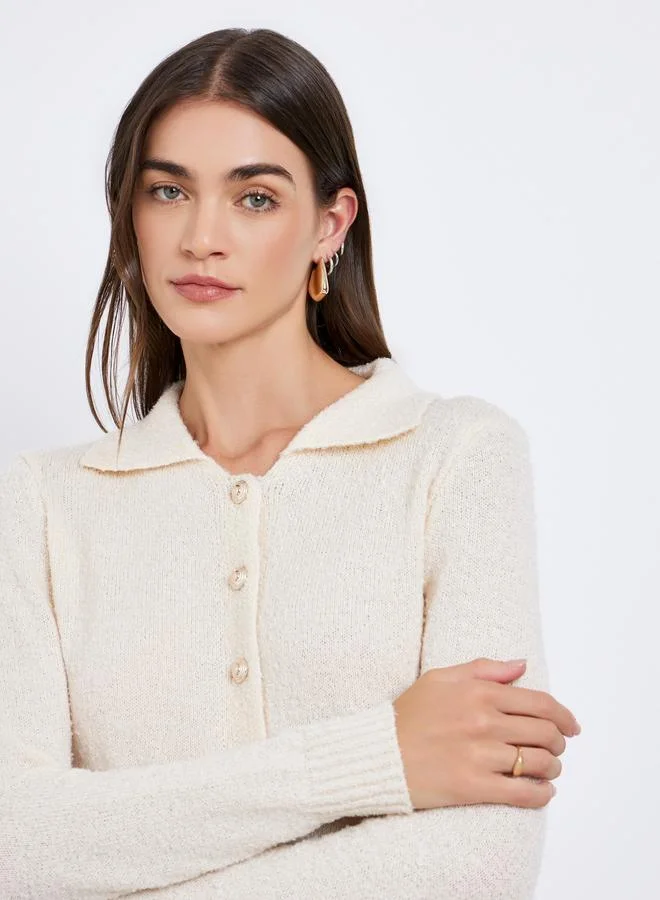 Styli Styli Textured Ribbed Buttoned Top