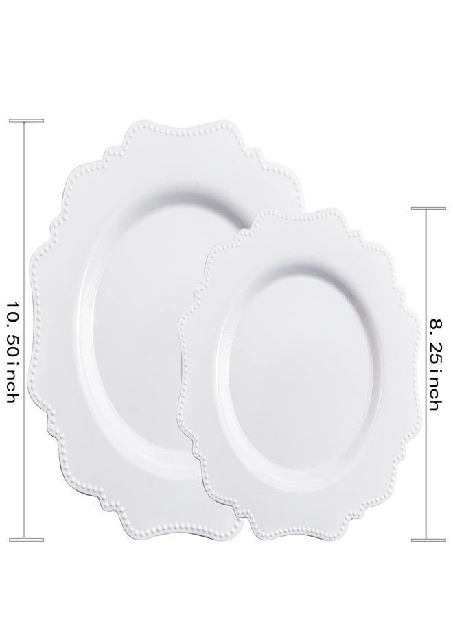 COLOSUS 60PCS White Plastic Plates for 30 guests-Heavy Duty Disposable Plates for Party,Fancy Party Plate Include 30 PCS 10.5" Dinner Plates & 30PCS 8.25" Dessert-Platos for Birthday/Wedding - Image 2