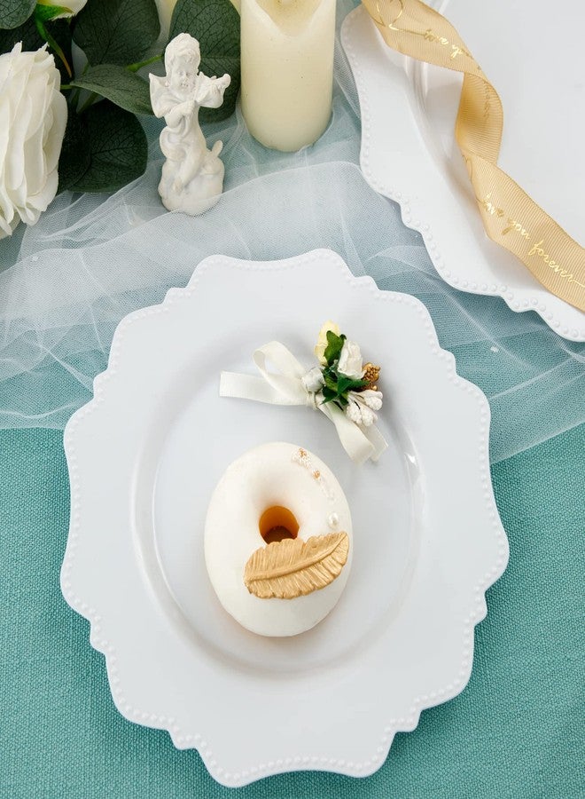 COLOSUS 60PCS White Plastic Plates for 30 guests-Heavy Duty Disposable Plates for Party,Fancy Party Plate Include 30 PCS 10.5" Dinner Plates & 30PCS 8.25" Dessert-Platos for Birthday/Wedding - Image 3