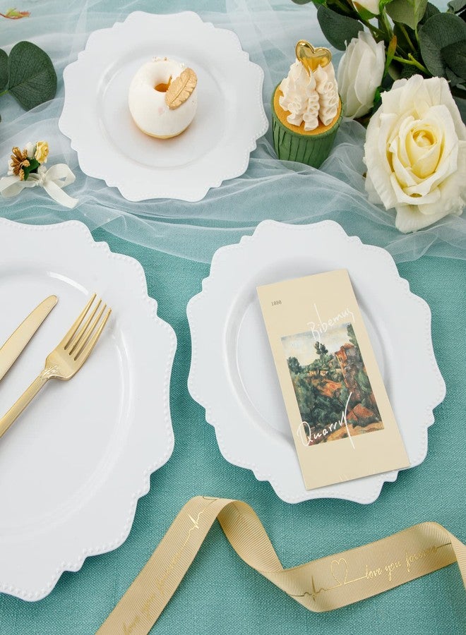 COLOSUS 60PCS White Plastic Plates for 30 guests-Heavy Duty Disposable Plates for Party,Fancy Party Plate Include 30 PCS 10.5" Dinner Plates & 30PCS 8.25" Dessert-Platos for Birthday/Wedding - Image 5