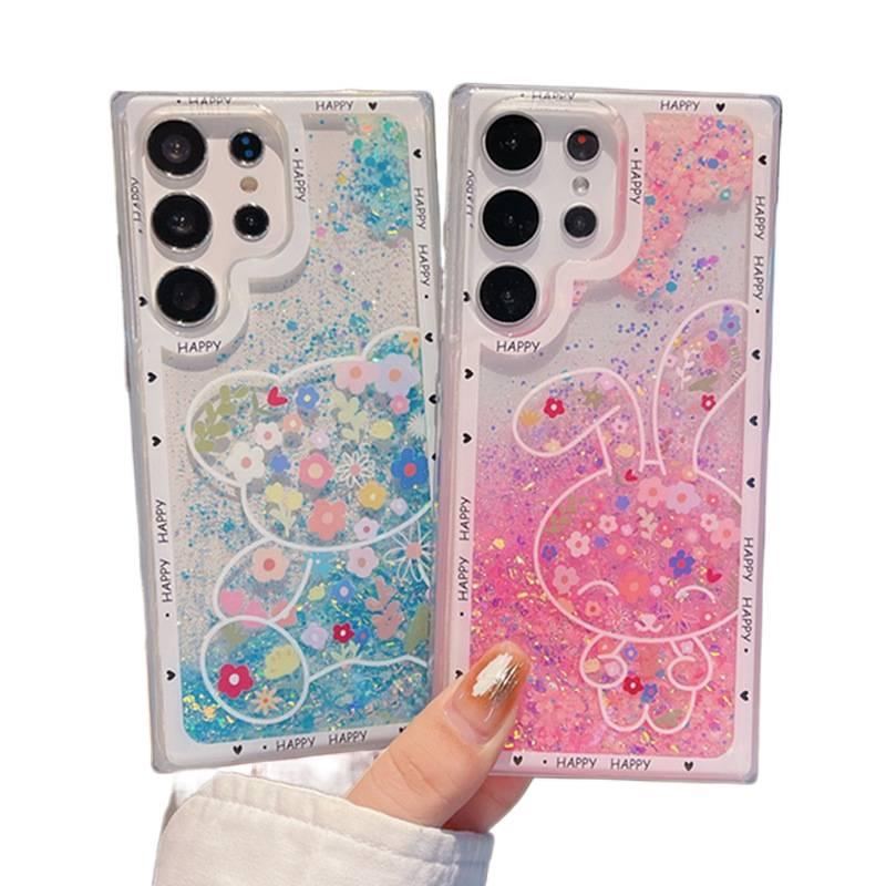 غطاء واقي بTPU باللون Flower Rabbit بتصميم زهري من مادة TPU لـ Samsung Galaxy Note8 مع تصميم كرتوني وتوهج في الظلام مع مقاوم للصدمات مع لمعان رمل متدفق للاستخدام المنزلي للسفر - Image 2