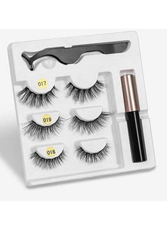 Vinayakart False Magnetic Eyelashes Artificial Hair 3 Pair False Magentic Eyelashes Free Size Eyeliner Fluid Special Tool Black  - Image 1