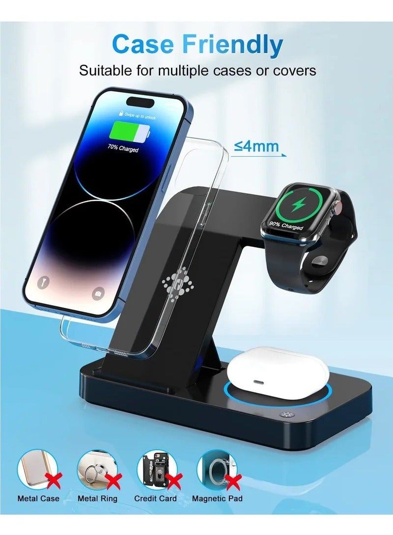 Wireless Charger,4 in 1 Wireless Charging Station,15W Fast Wireless Charging Stand for Phones iWatch Series  - Image 4