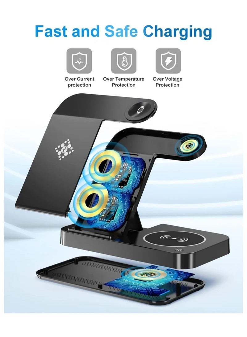 Wireless Charger,4 in 1 Wireless Charging Station,15W Fast Wireless Charging Stand for Phones iWatch Series  - Image 5