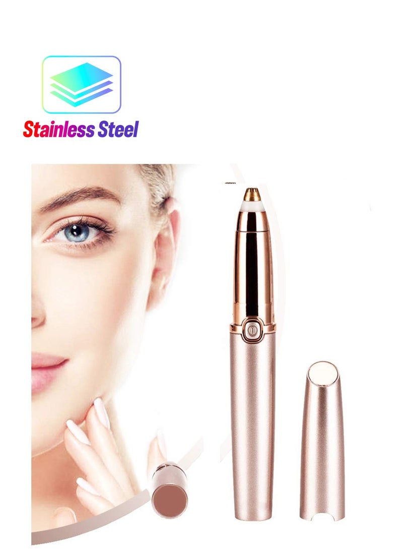 SYOSI Eyebrow Hair Remover,  Painless Precision Eyebrow Trimmer Brows Epilator Eye Brow Facial Face Razor for Face Lips Nose Facial Hair Removal with LED Light for Women Men Rose Gold - Image 1