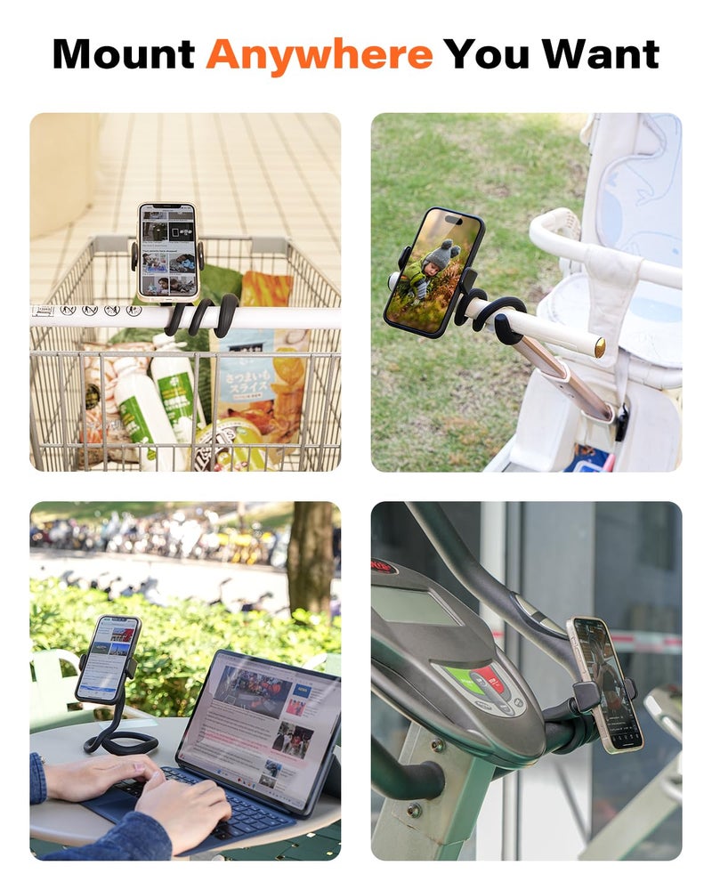 A2C Flexible Phone Holder for Treadmill, Peloton, Stroller, Shopping Cart, Desk, Portable Gooseneck 16.5â€ Long Arm Phone Mount for 4.7â€-6.9" Smartphones - Image 5