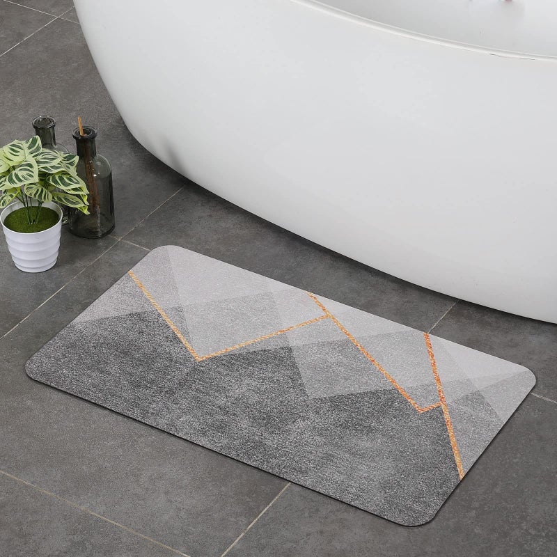 Stiio Bath Mat Rug  Super Absorbent Quick Dry Non-Slip Thin Bathroom Rugs  Easy Clean Washable Bathroom Floor Mat That Fit Under Door  Small Shower Door Mat for Bathtub  Sink  15x23 inches  Grey