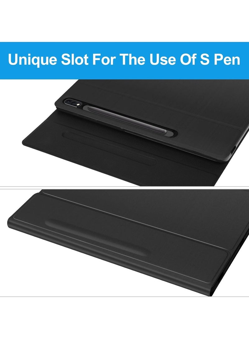 MUNTAQI Samsung Galaxy Tab S8 Plus/S7 FE/S7 Plus 12.4” Keyboard Case – Magnetic Detachable Bluetooth Keyboard, Protective Stand Cover with S Pen Charging Support, Slim & Durable Design for Galaxy Tab S8+ (2022), S7 FE (2021), S7+ (2020) – Black - Image 2