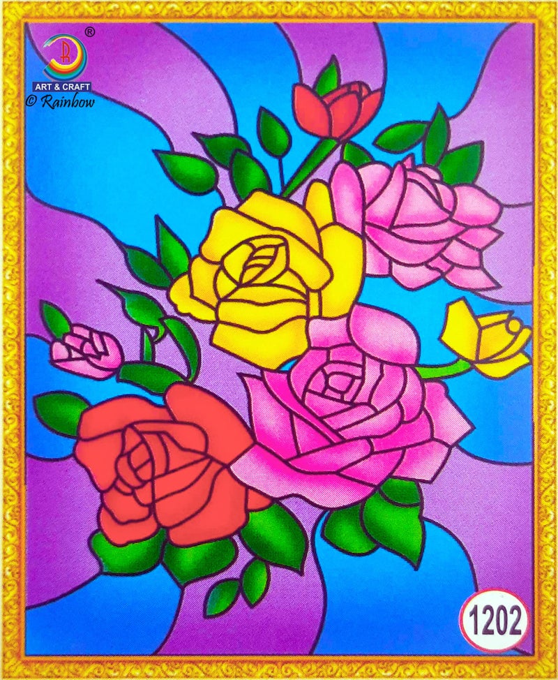 Rainbow DIY - Fiberglass Painting Kit, Rose Flowers, Medium (7.75x10.5 inch), Design No. 1202 - Image 1