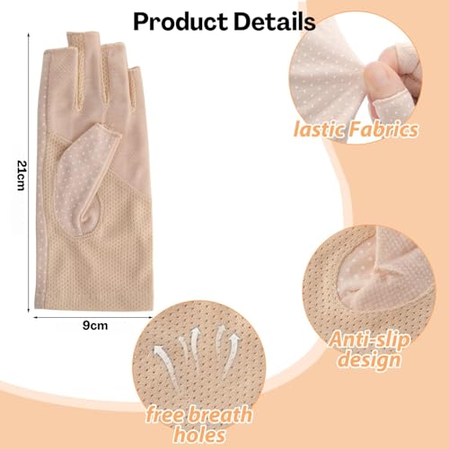 Flavizo Fingerless Sun Protection Gloves for Women Cycling Driving Beach Outdoor, Breathable Summer Hand Covers for Bike Riding - Image 2