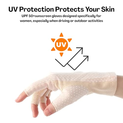 Flavizo Fingerless Sun Protection Gloves for Women Cycling Driving Beach Outdoor, Breathable Summer Hand Covers for Bike Riding - Image 4