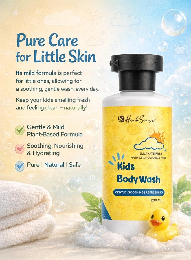 Herbsense Kids Shampoo & Kids Body Wash Combo Pack, Plant Based, Pure Natural & Safe, Tear Free, (Pack of 2, 200ml x 2) For Age 1+ Years - Image 2