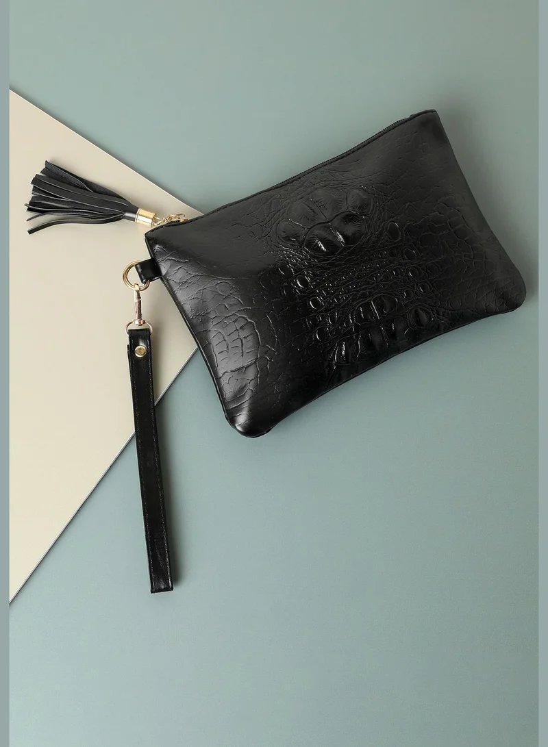 Haute Sauce Textured Casual PU Leather Mini Pouch with Zip Lock For Women
