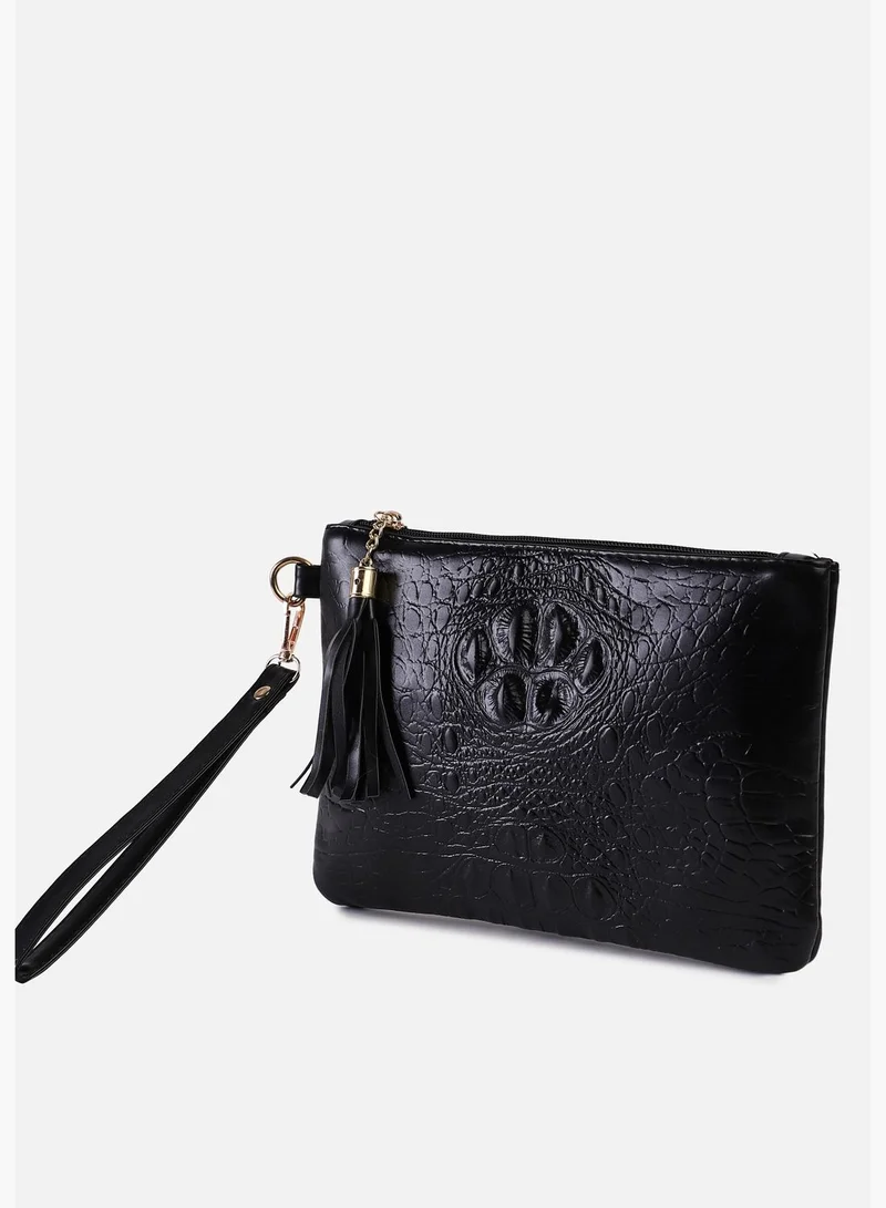 Haute Sauce Textured Casual PU Leather Mini Pouch with Zip Lock For Women