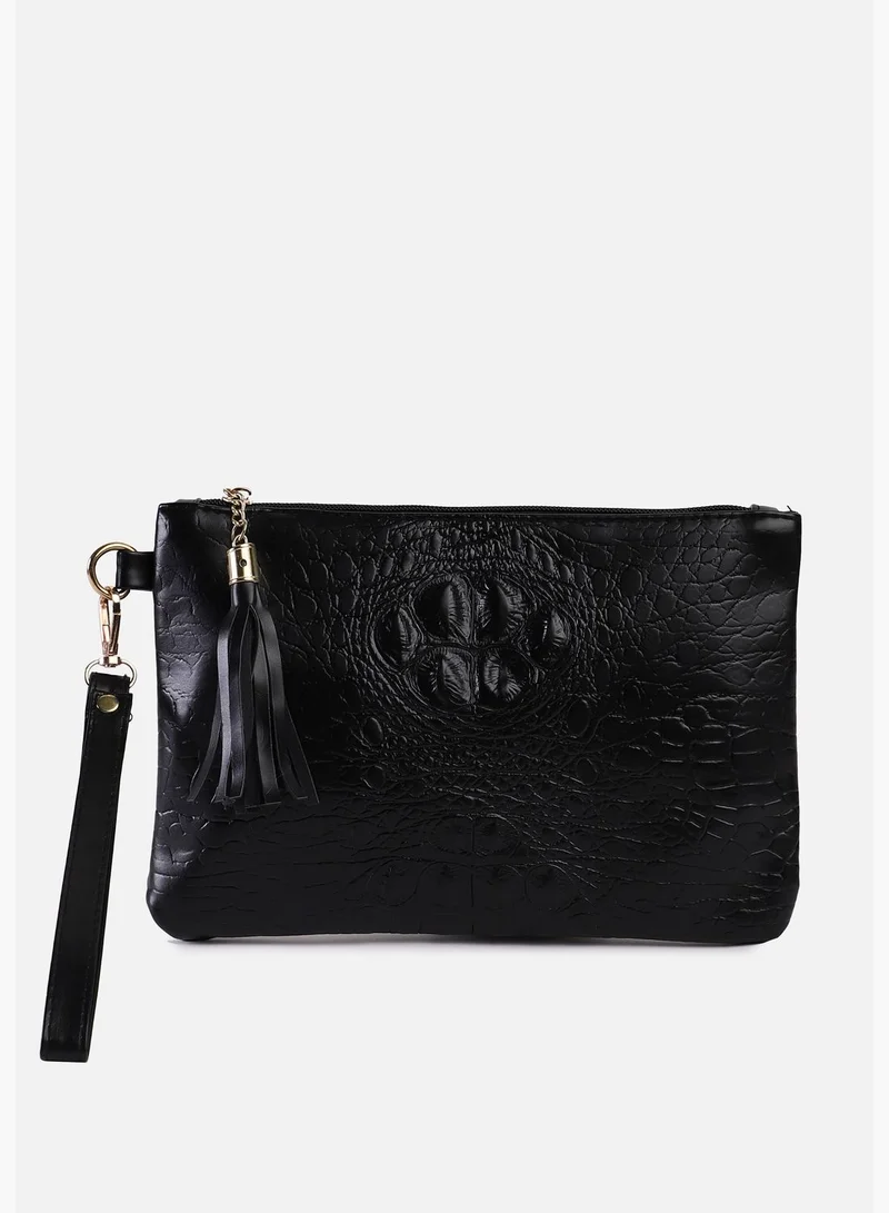 Haute Sauce Textured Casual PU Leather Mini Pouch with Zip Lock For Women