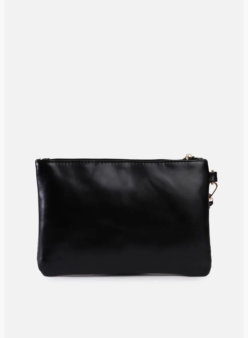 Haute Sauce Textured Casual PU Leather Mini Pouch with Zip Lock For Women