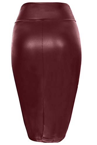 Simlu Faux Leather Skirts for Women High Waisted Leather Bodycon Pencil Skirt - Image 3
