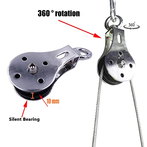 ZHEN Lifting Pulley System for Gym, 360 Degree Rotation Quiet Pulley, Steel Cable Rope Lifting Pulley Block, Load Bearing 661lbs (1 Pcs) - Image 5
