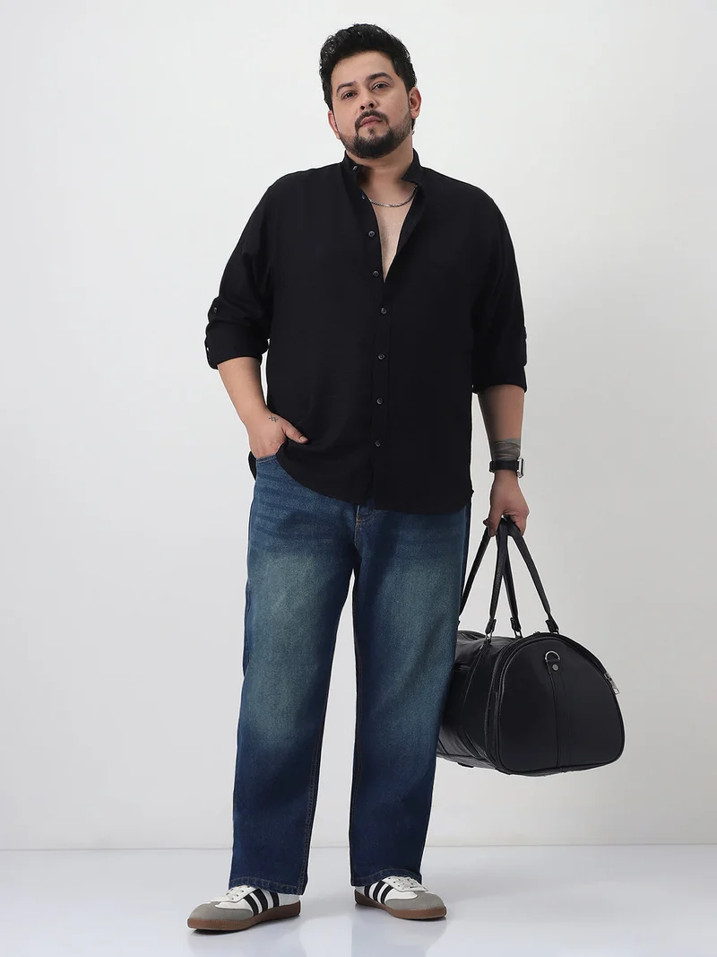 Urbano Fashion  Urbano Plus Men's Blue Straight Fit Heavy Washed Jeans Stretchable  | Best Price UAE