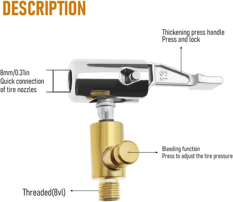 HASTHIP Universal Air Pump Nozzle for Inflator, Lock On Air Chuck Tire Inflator with Air Release Valve, Car Air Pump Thread Nozzle Adapter, Portable No Leakage Replacement Hose Adapter - Image 4