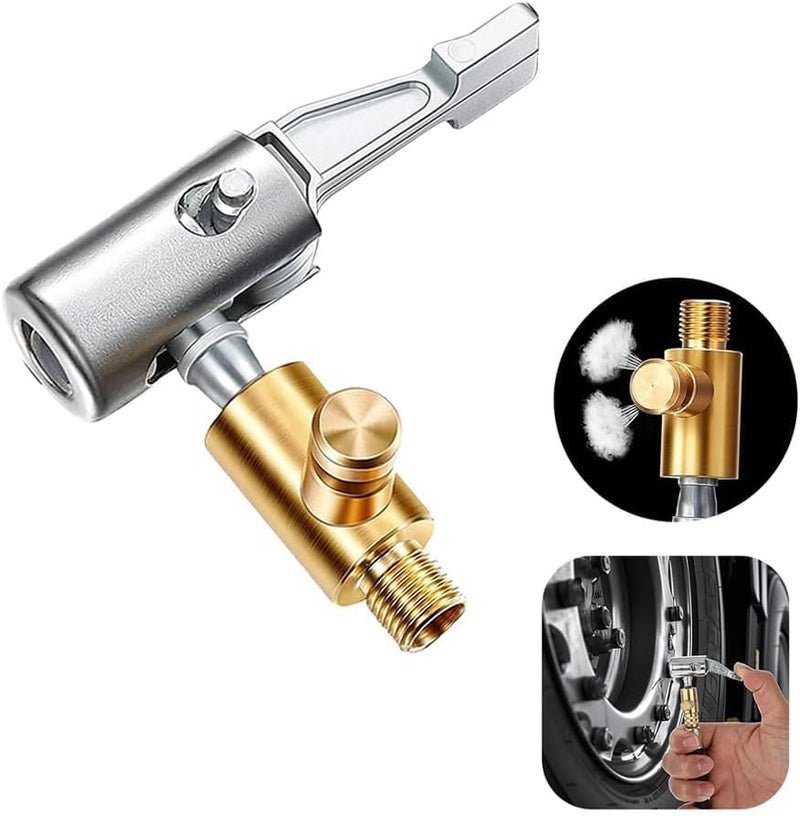 HASTHIP Universal Air Pump Nozzle for Inflator, Lock On Air Chuck Tire Inflator with Air Release Valve, Car Air Pump Thread Nozzle Adapter, Portable No Leakage Replacement Hose Adapter - Image 1