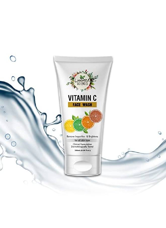 Luxura Sciences - Vitamin C Face Wash 100ml For Skin Brightening With Hyaluronic Acid Orange Butter and other l Extracts - Image 1