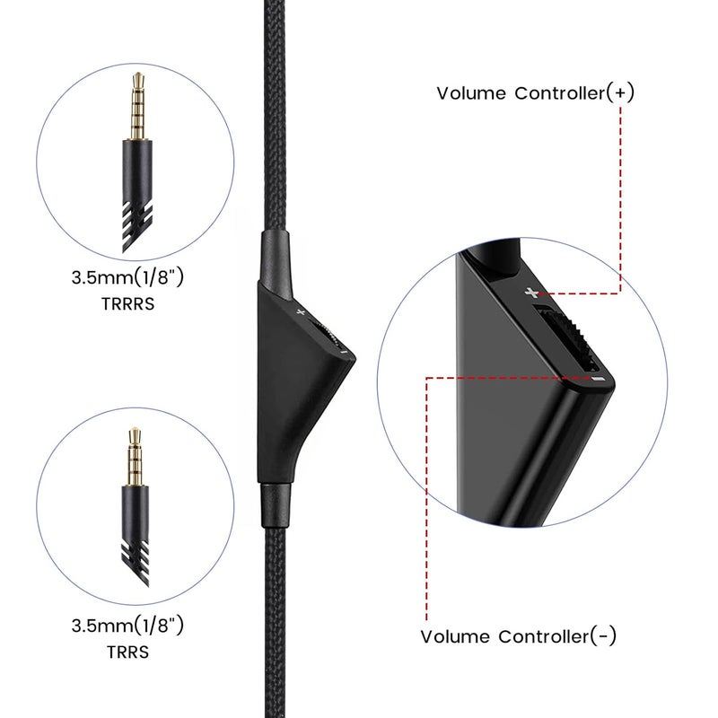 weishan A40 Cord Replacement for Astro A10 A40 TR Gaming Headsets, 3.5mm(1/8") Braided Detachable Audio Cable with Inline Volume Control, 6ft Long - Image 5