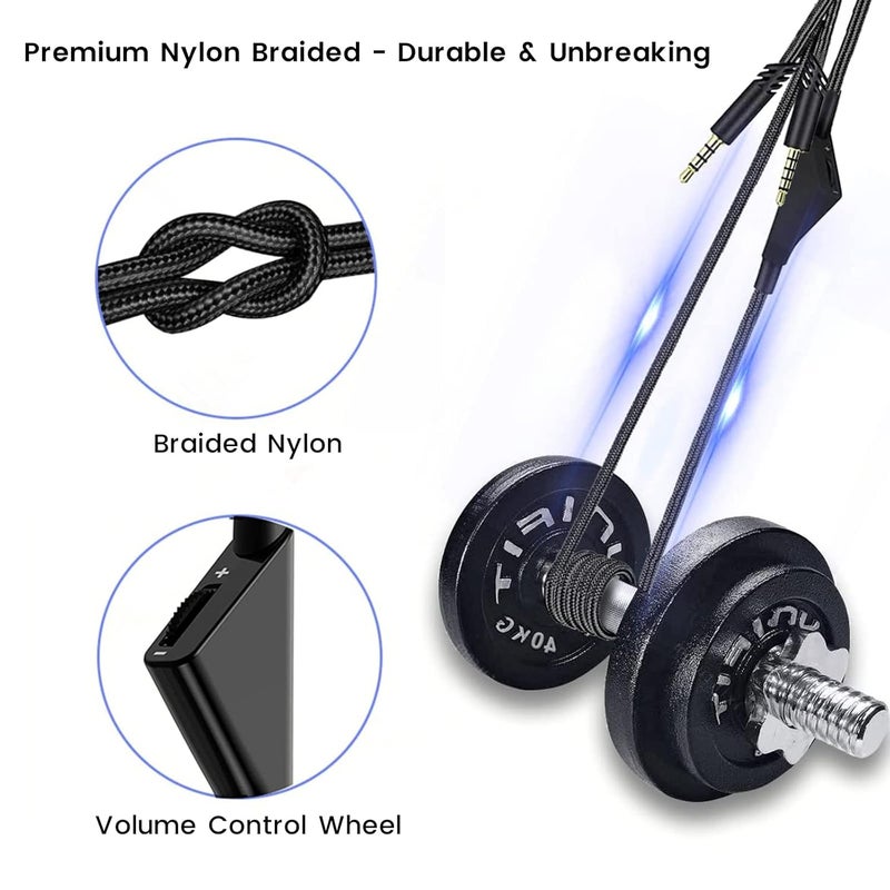 weishan A40 Cord Replacement for Astro A10 A40 TR Gaming Headsets, 3.5mm(1/8") Braided Detachable Audio Cable with Inline Volume Control, 6ft Long - Image 4