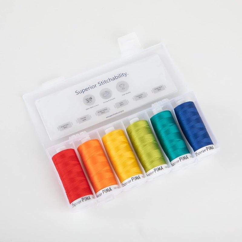 Superior Threads PIMA 50 wt Cotton Sewing Thread Set 1200 Yard Spool 6-Pack (Brights) - Image 2