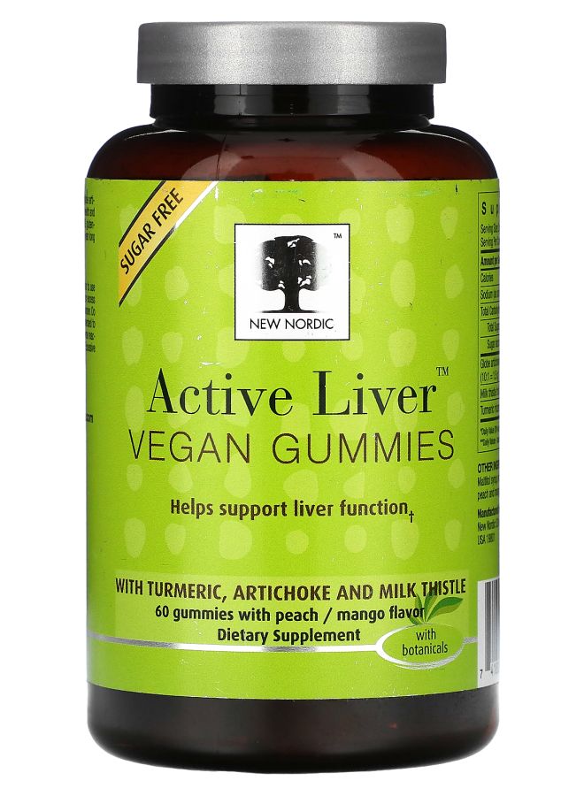 New Nordic Active Liver Vegan Gummies Peach and Mango 60 Gummies