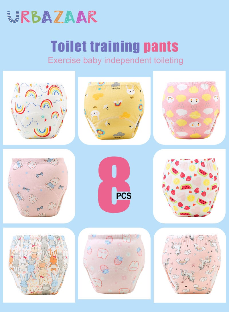URbazaar 8PCS Baby Potty Training Pants, Breathable Potty Training Underwear, Toddler Learning Training Pants for Girls & Boys 6 Layers Strong Absorbent Cotton Training Underwear  - Image 2