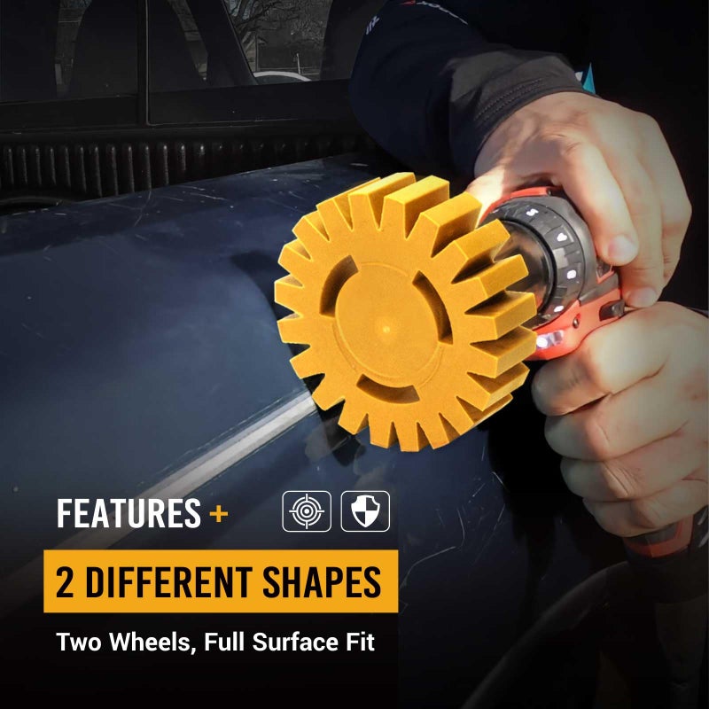 EWK 2 Pcs Serrated + Round Decal Eraser Wheel, Rubber Remover Wheel for Grinder, Ideal for Adhesives, Pinstripes, and Decals Removal - Image 5