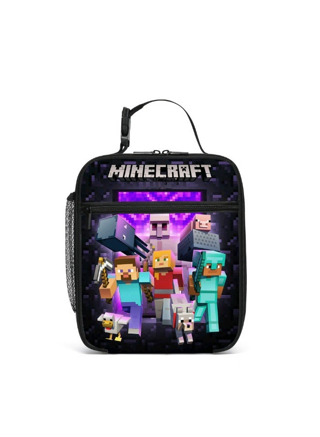 ماين كرافت حقيبة وجبة الأطفال المحمولة حقيبة حقيبة العزل الحراري في الهواء الطلق التخييم الغداء مربع حقيبة - Image 1