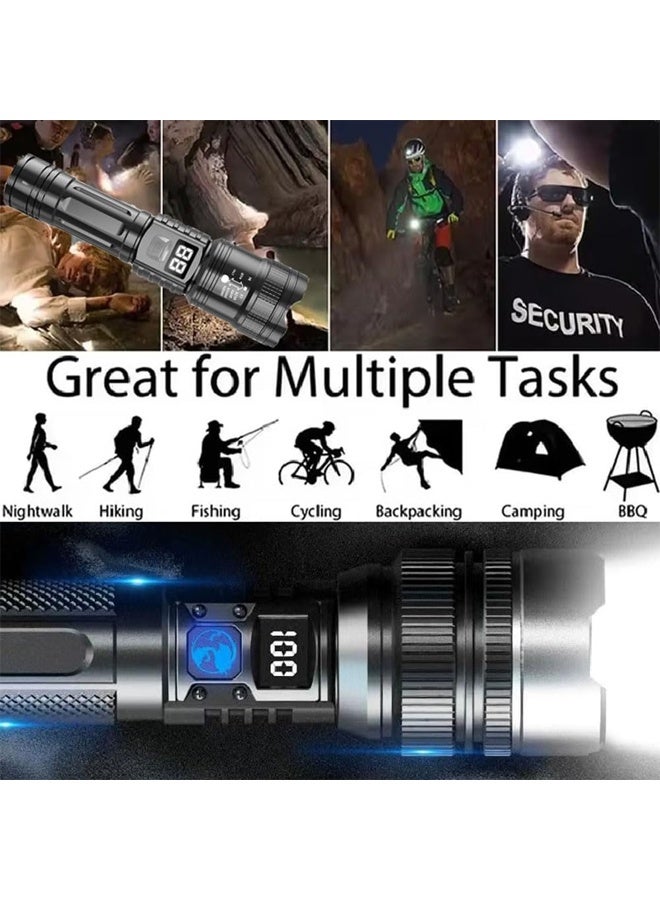 Rechargeable Flashlight Handheld Flashlight Battery Five Hours of Battery Life -9000 Lumens High-Intensity Flashlight-Aluminum Alloy Body - USB Rechargeable Zoom Long-Range Outdoor Handheld Flashlight - Image 4