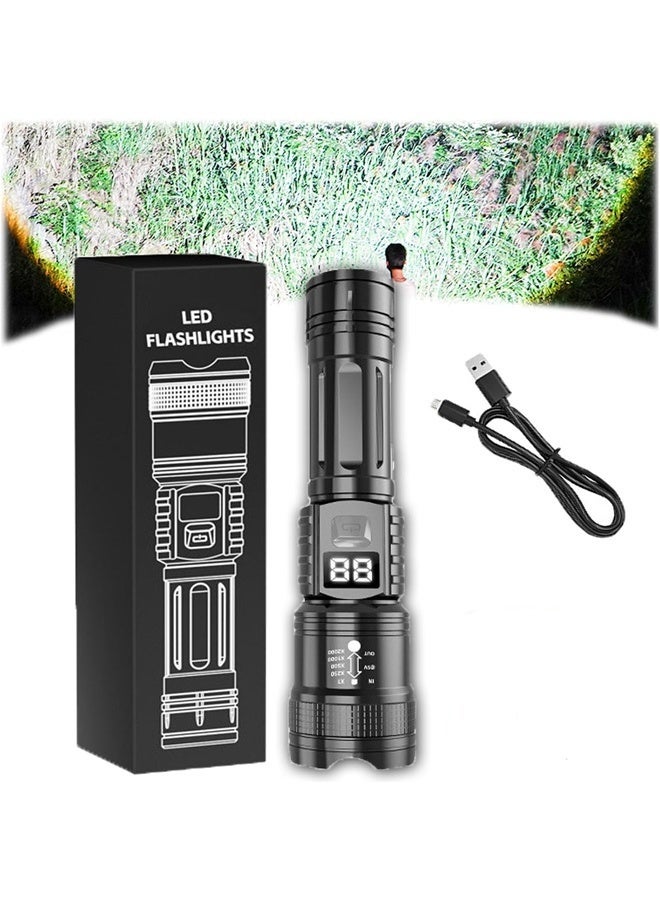 Rechargeable Flashlight Handheld Flashlight Battery Five Hours of Battery Life -9000 Lumens High-Intensity Flashlight-Aluminum Alloy Body - USB Rechargeable Zoom Long-Range Outdoor Handheld Flashlight - Image 1
