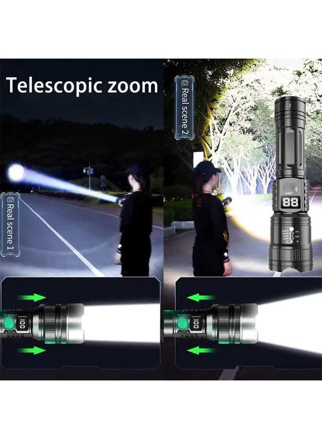Rechargeable Flashlight Handheld Flashlight Battery Five Hours of Battery Life -9000 Lumens High-Intensity Flashlight-Aluminum Alloy Body - USB Rechargeable Zoom Long-Range Outdoor Handheld Flashlight - Image 2
