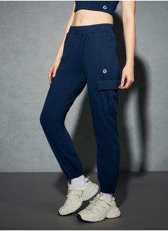 Technosport Logo Print 4-Way Stretch Joggers by Styli  - Image 1