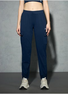 Technosport Logo Print 4-Way Stretch Joggers by Styli  - Image 3