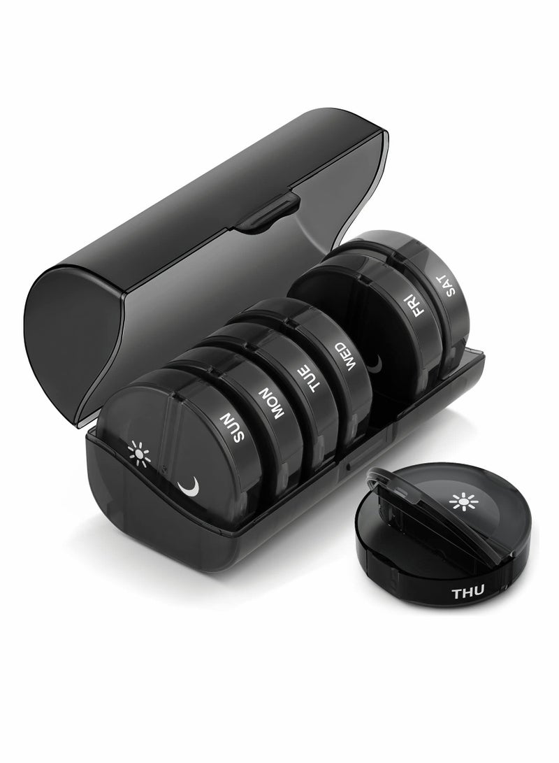 ​Pill Organizer, 2 Times a Day Weekly AM PM Pill Box, Large Capacity 7 Day Pill Case for Pills, Vitamins, Supplements (Black) - Image 1