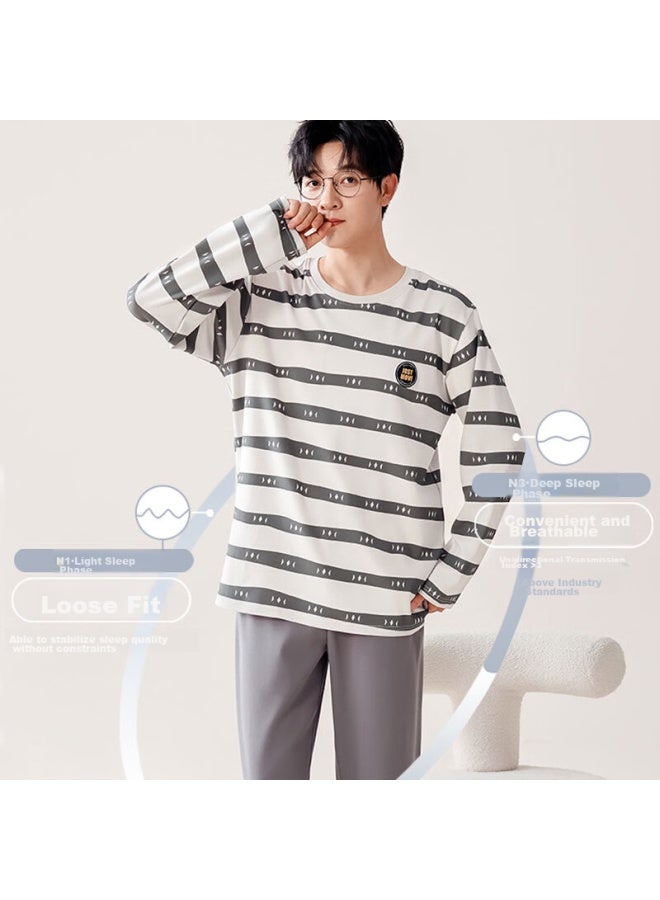 Yimian Men's Pajamas, 100% Pure Cotton, Summer New Style, All-cotton Short-sleeve Shorts, Comfortable Loose-fitting, Suitable For Outdoor Wear, Home Loungewear Set - Image 2