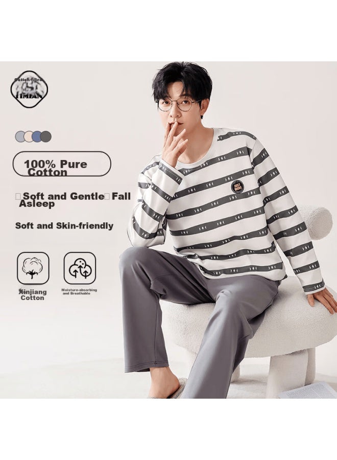 Yimian Men's Pajamas, 100% Pure Cotton, Summer New Style, All-cotton Short-sleeve Shorts, Comfortable Loose-fitting, Suitable For Outdoor Wear, Home Loungewear Set - Image 1