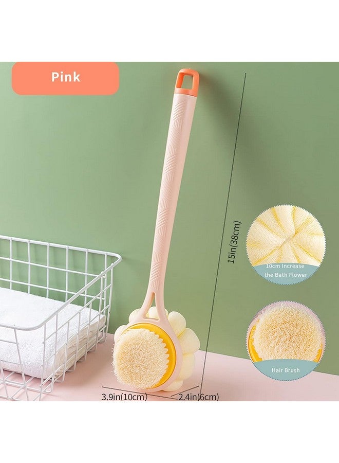 DNC 2 in 1 Body Bathing Brush with Soft Bristle and Loofah Body Back Scrubber Brush Massage Brush bath scrubber for body Exfoliating and Cleansing (Multicolor, 1Pc) - Image 2