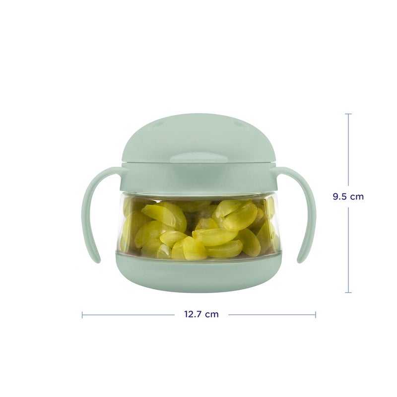 ubbi Tweat No Spill Snack Container for Kids, BPA-Free, Toddler Snack Container, Sage & Blue - Image 2