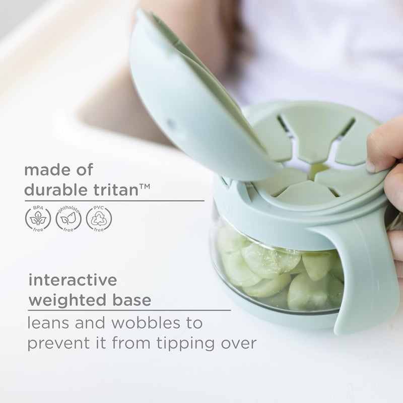 ubbi Tweat No Spill Snack Container for Kids, BPA-Free, Toddler Snack Container, Sage & Blue - Image 3