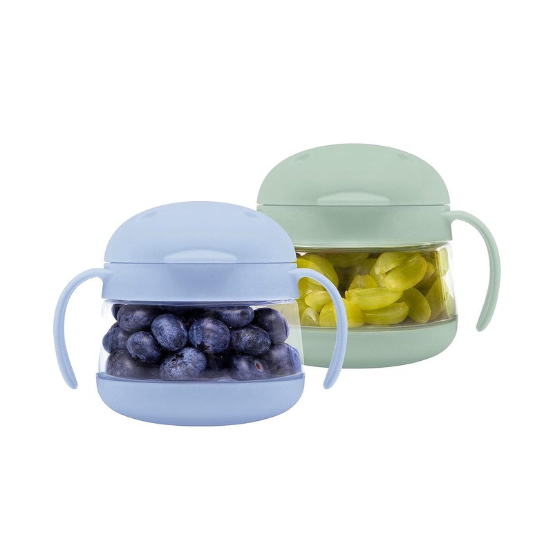 ubbi Tweat No Spill Snack Container for Kids, BPA-Free, Toddler Snack Container, Sage & Blue - Image 1